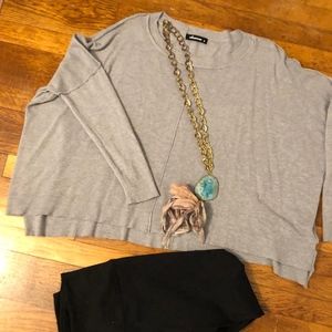 Gray Boxy Pullover Sweater